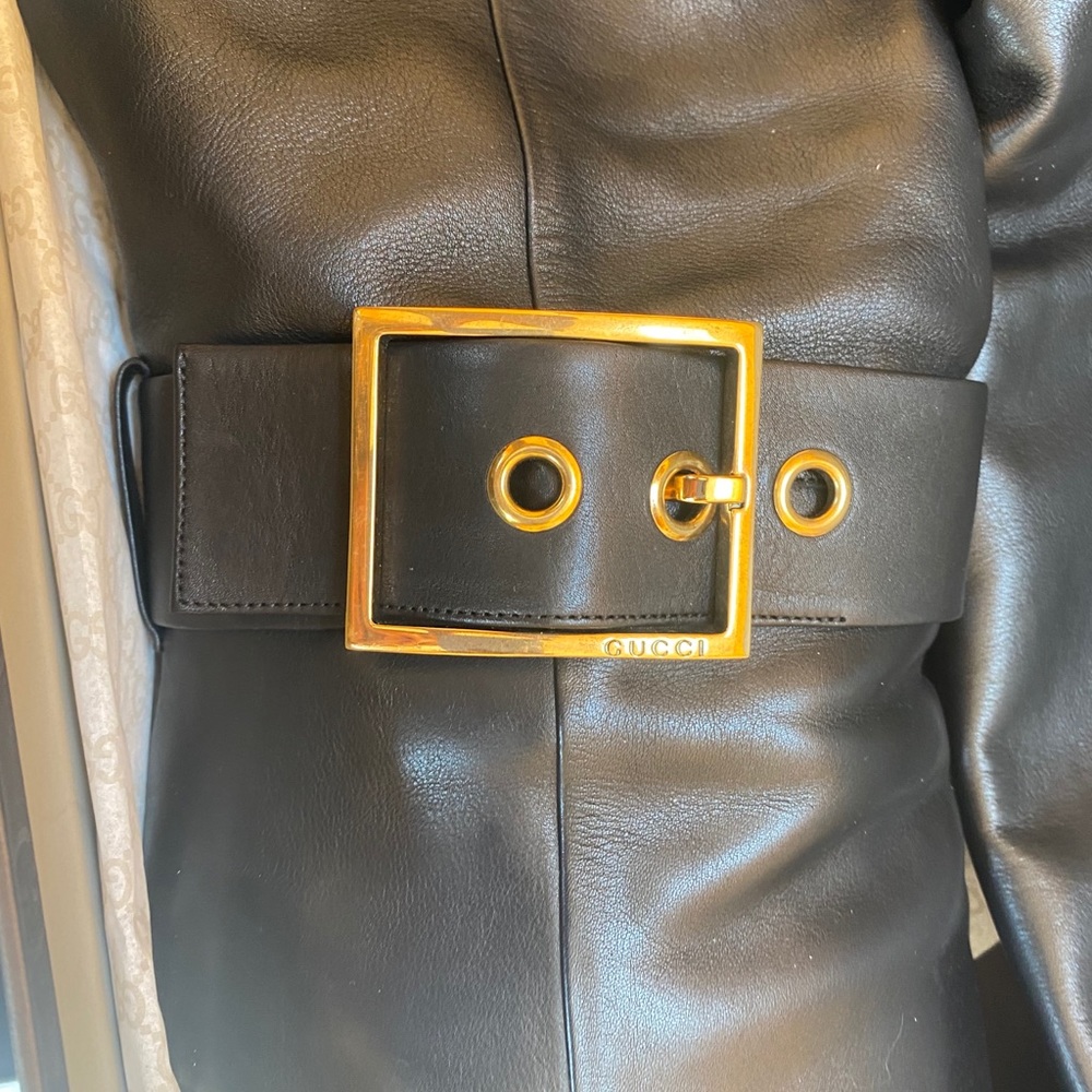 Gucci Calf Skin Gold Buckle Knee High Boots in Box - Picture 11 of 14